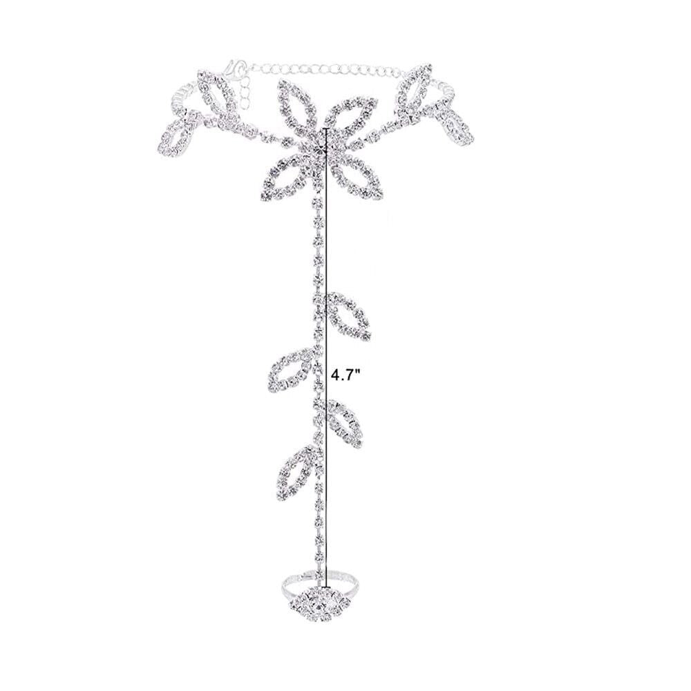 1PC Beach Wedding Jewelry Anklet with Rhinestone Toe Ring Leaf Bridal - Bela Fils BoutiqueOther AccessoriesBela Fils Boutique